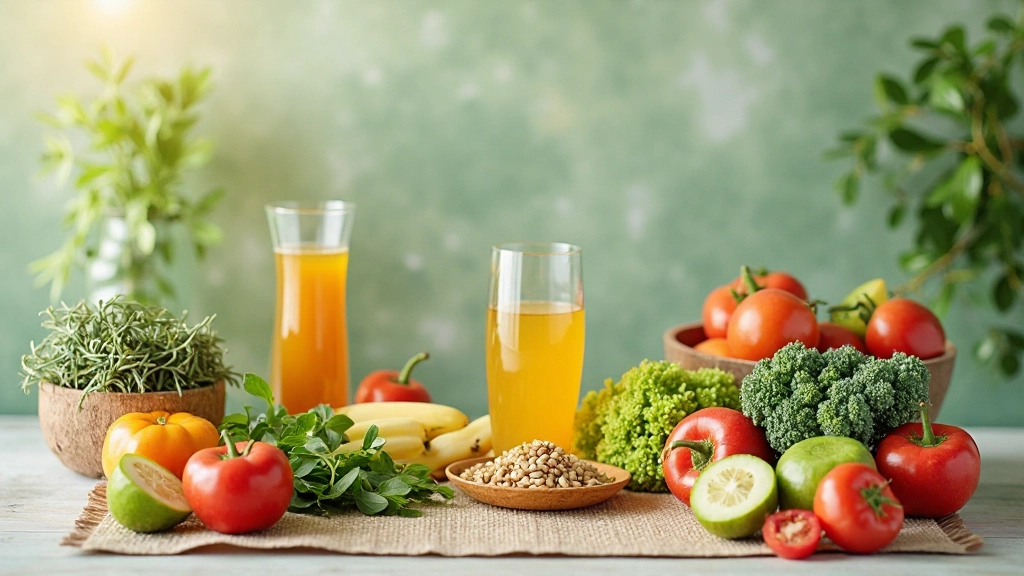 Gezonde voeding display met groenten en voedingsmiddelen voor mentale gezondheid